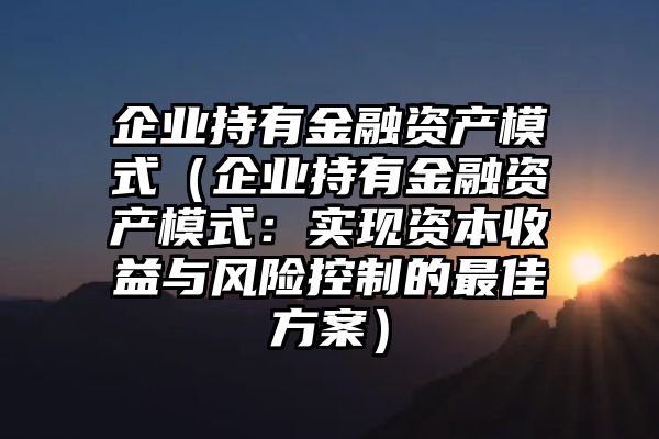 企业持有金融资产模式（企业持有金融资产模式：实现资本收益与风险控制的最佳方案）