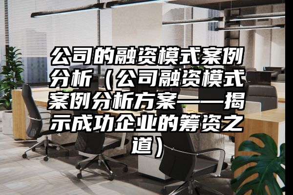 公司的融资模式案例分析（公司融资模式案例分析方案——揭示成功企业的筹资之道）