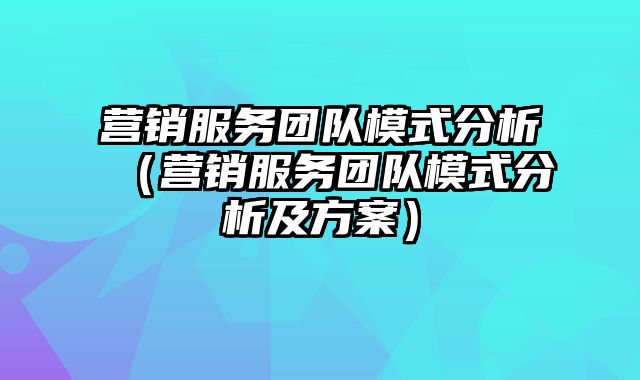 营销服务团队模式分析（营销服务团队模式分析及方案）