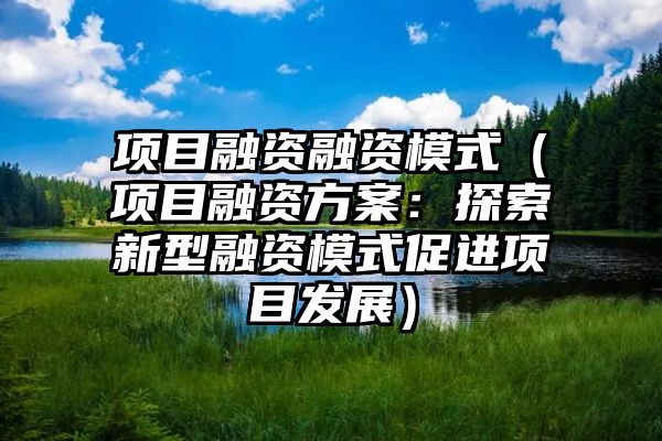 项目融资融资模式（项目融资方案：探索新型融资模式促进项目发展）