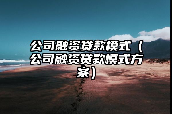 公司融资贷款模式（公司融资贷款模式方案）