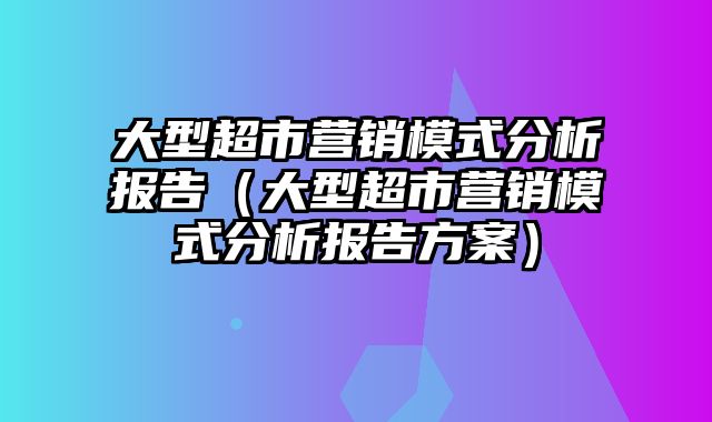 大型超市营销模式分析报告（大型超市营销模式分析报告方案）