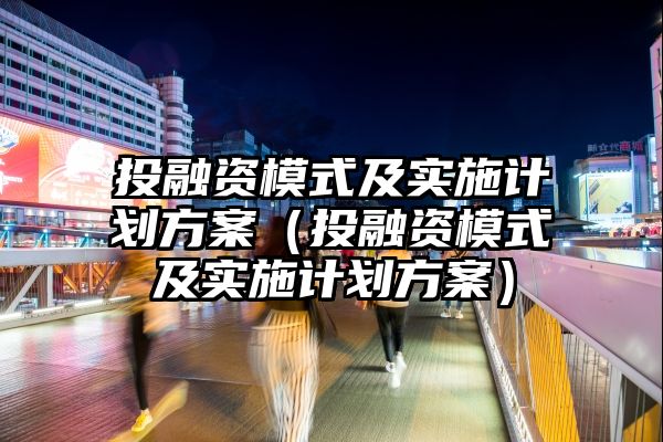 投融资模式及实施计划方案（投融资模式及实施计划方案）