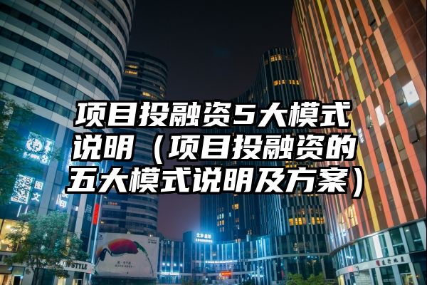 项目投融资5大模式说明（项目投融资的五大模式说明及方案）