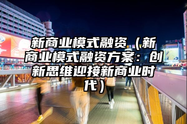 新商业模式融资（新商业模式融资方案：创新思维迎接新商业时代）