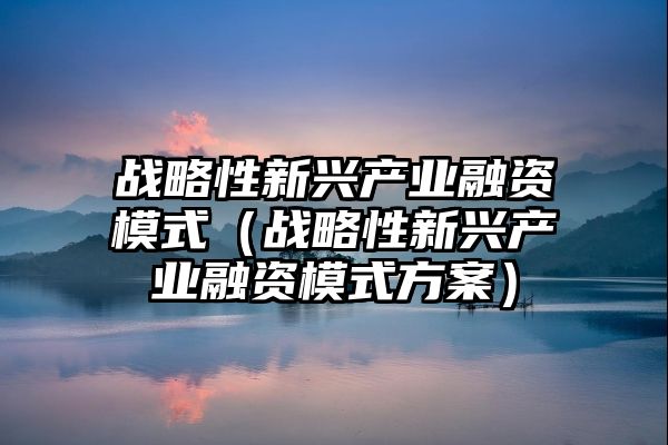 战略性新兴产业融资模式（战略性新兴产业融资模式方案）