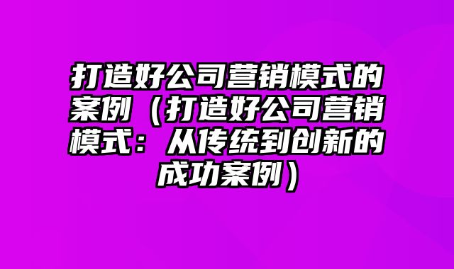 打造好公司营销模式的案例（打造好公司营销模式：从传统到创新的成功案例）