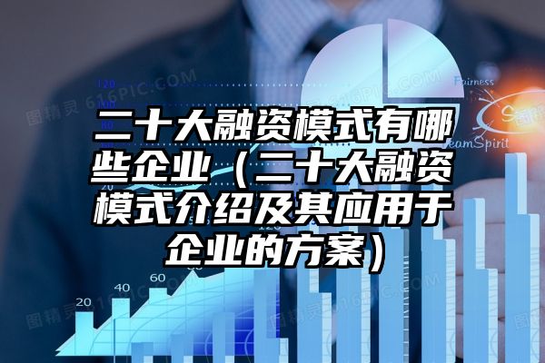 二十大融资模式有哪些企业（二十大融资模式介绍及其应用于企业的方案）