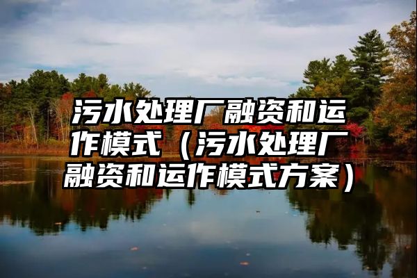 污水处理厂融资和运作模式（污水处理厂融资和运作模式方案）