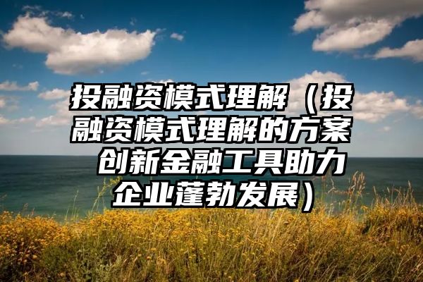 投融资模式理解（投融资模式理解的方案 创新金融工具助力企业蓬勃发展）