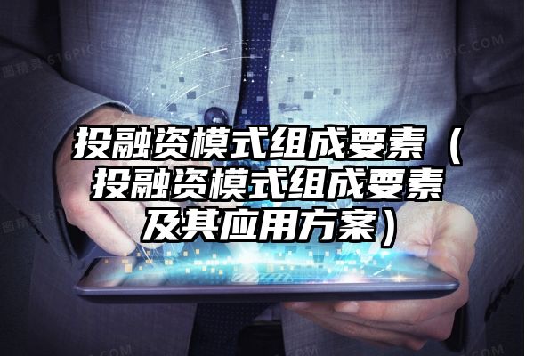 投融资模式组成要素（投融资模式组成要素及其应用方案）