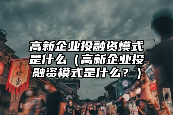 高新企业投融资模式是什么（高新企业投融资模式是什么？）