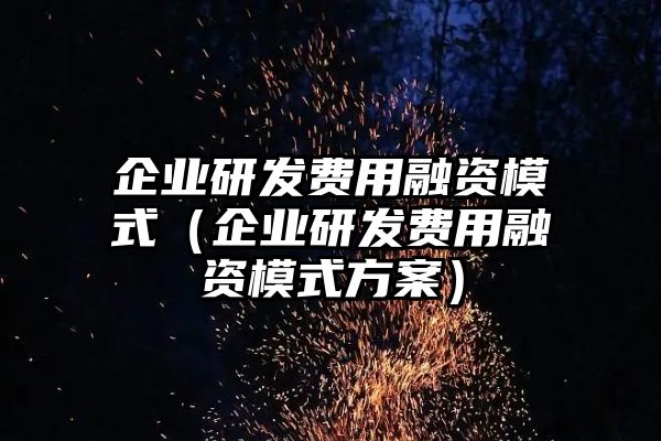 企业研发费用融资模式（企业研发费用融资模式方案）