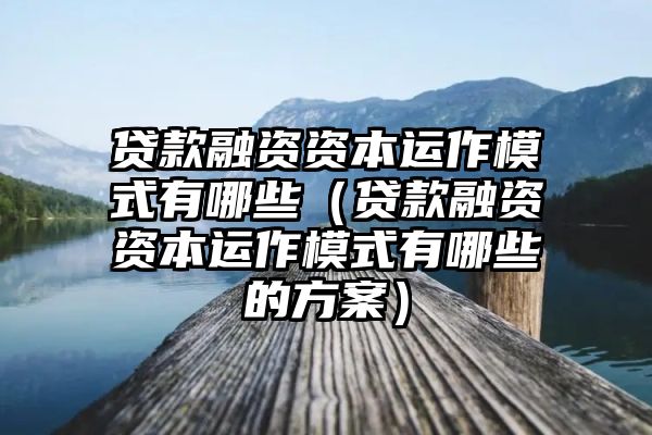 贷款融资资本运作模式有哪些（贷款融资资本运作模式有哪些的方案）