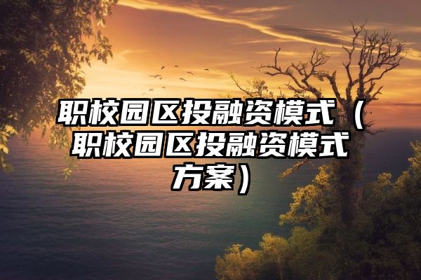 职校园区投融资模式（职校园区投融资模式方案）