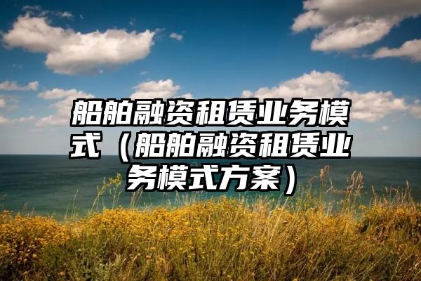 船舶融资租赁业务模式（船舶融资租赁业务模式方案）