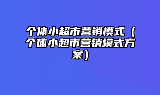 个体小超市营销模式（个体小超市营销模式方案）