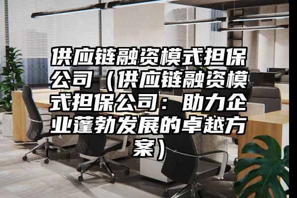 供应链融资模式担保公司（供应链融资模式担保公司：助力企业蓬勃发展的卓越方案）