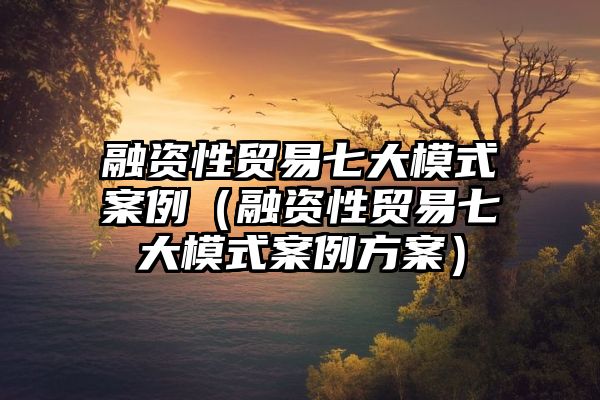 融资性贸易七大模式案例（融资性贸易七大模式案例方案）