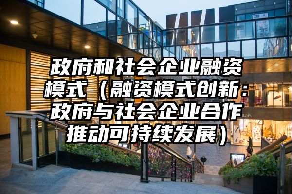 政府和社会企业融资模式（融资模式创新：政府与社会企业合作推动可持续发展）