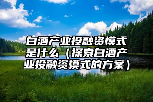 白酒产业投融资模式是什么（探索白酒产业投融资模式的方案）