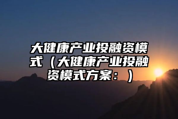 大健康产业投融资模式（大健康产业投融资模式方案：）