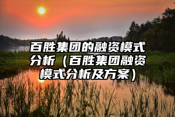 百胜集团的融资模式分析（百胜集团融资模式分析及方案）