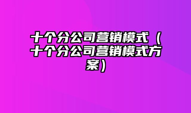 十个分公司营销模式（十个分公司营销模式方案）