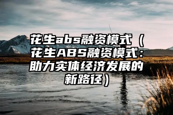 花生abs融资模式（花生ABS融资模式：助力实体经济发展的新路径）