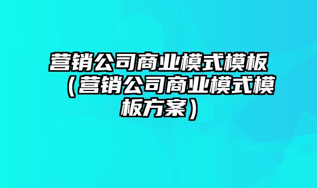 营销公司商业模式模板（营销公司商业模式模板方案）