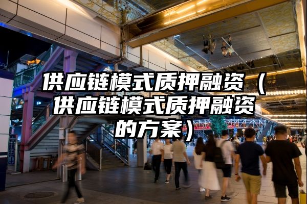 供应链模式质押融资（供应链模式质押融资的方案）