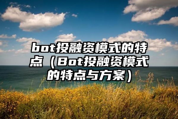 bot投融资模式的特点（Bot投融资模式的特点与方案）