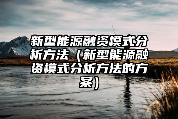 新型能源融资模式分析方法（新型能源融资模式分析方法的方案）