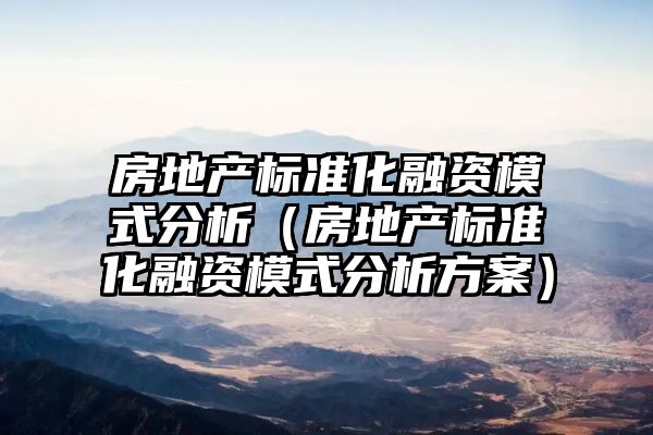 房地产标准化融资模式分析（房地产标准化融资模式分析方案）