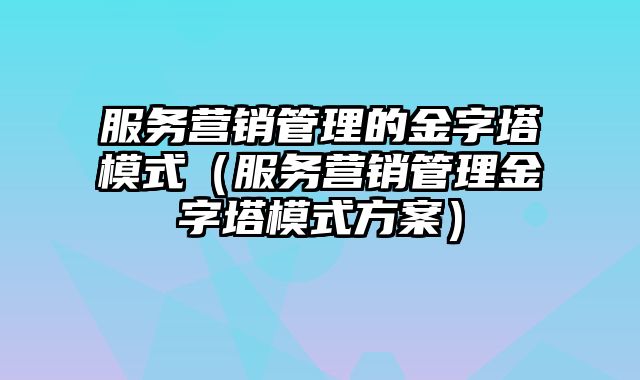 服务营销管理的金字塔模式（服务营销管理金字塔模式方案）