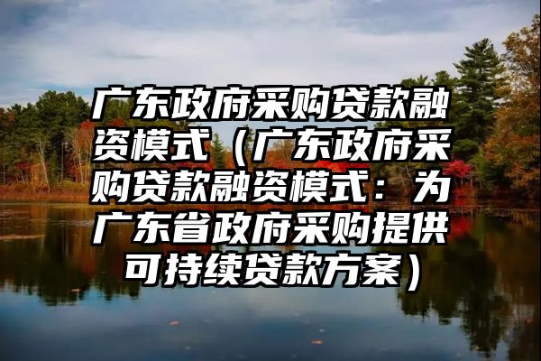 广东政府采购贷款融资模式（广东政府采购贷款融资模式：为广东省政府采购提供可持续贷款方案）