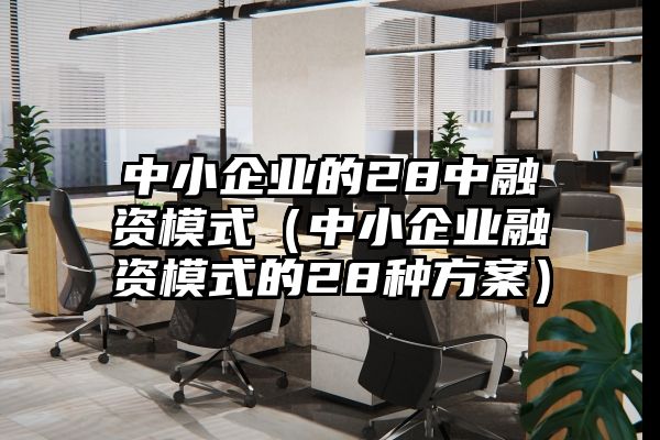 中小企业的28中融资模式（中小企业融资模式的28种方案）