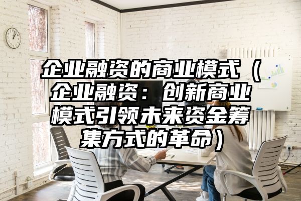 企业融资的商业模式（企业融资：创新商业模式引领未来资金筹集方式的革命）