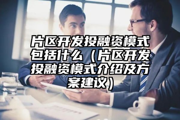 片区开发投融资模式包括什么（片区开发投融资模式介绍及方案建议）