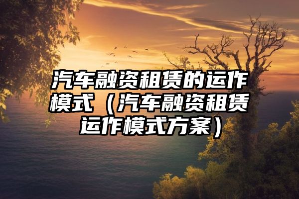 汽车融资租赁的运作模式（汽车融资租赁运作模式方案）