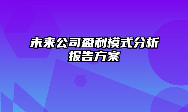 未来公司盈利模式分析报告方案