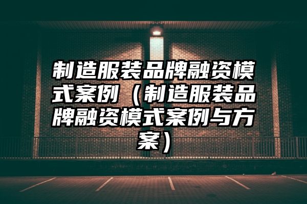 制造服装品牌融资模式案例（制造服装品牌融资模式案例与方案）