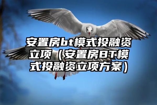 安置房bt模式投融资立项（安置房BT模式投融资立项方案）