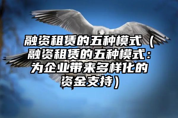 融资租赁的五种模式（融资租赁的五种模式：为企业带来多样化的资金支持）