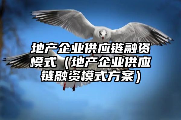 地产企业供应链融资模式（地产企业供应链融资模式方案）