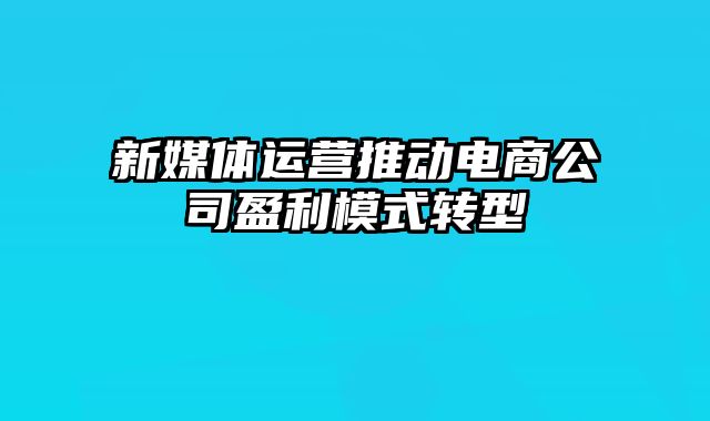 新媒体运营推动电商公司盈利模式转型