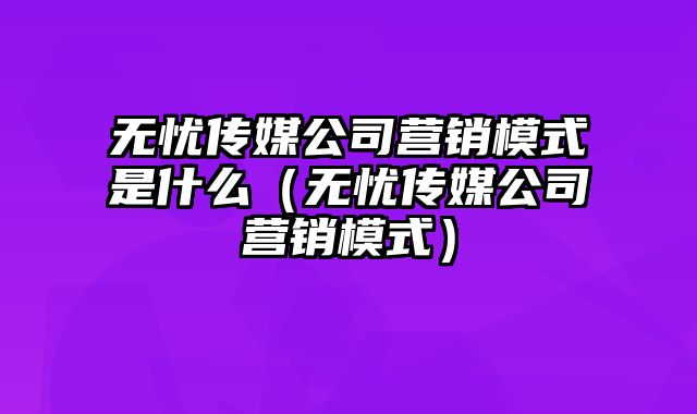 无忧传媒公司营销模式是什么（无忧传媒公司营销模式）