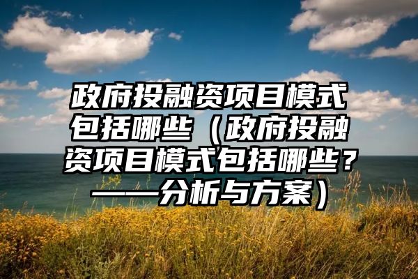 政府投融资项目模式包括哪些（政府投融资项目模式包括哪些？——分析与方案）